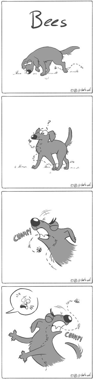 Funny comic about fug the dog chasing a bee